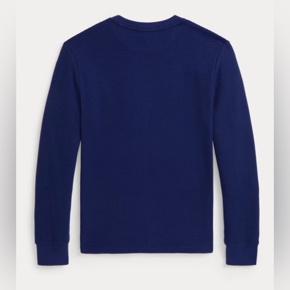 👕Ralph Lauren Polo👕 Boys Waffle-Knit Long-Sleeve Tee – Navy - Sz Medium (10–12) - Picture 3 of 13